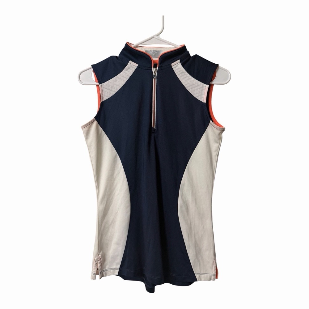 Callaway Opti Dry 1/4 Zip Sleeveless Golf Performance Polo - Picture 1 of 4